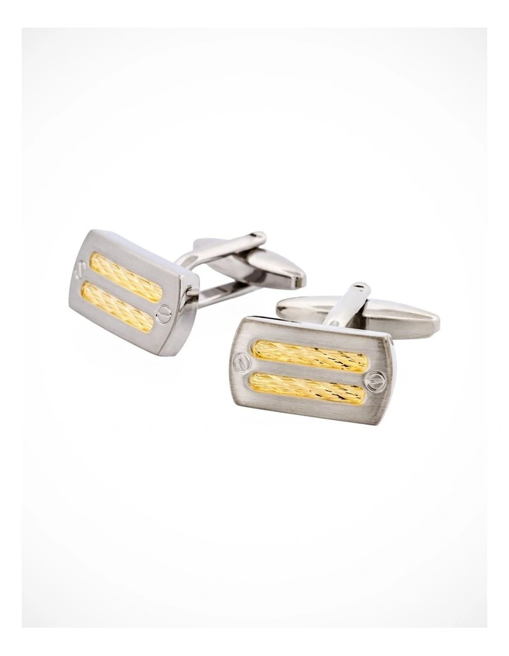 Rhodium & Gold Plated Cable Cufflinks image 3
