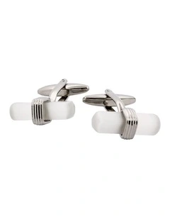White Cats Eye T-Bar Cufflinks