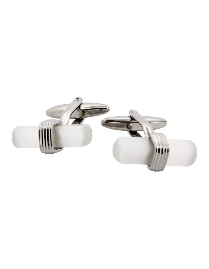 White Cats Eye T-Bar Cufflinks image 1