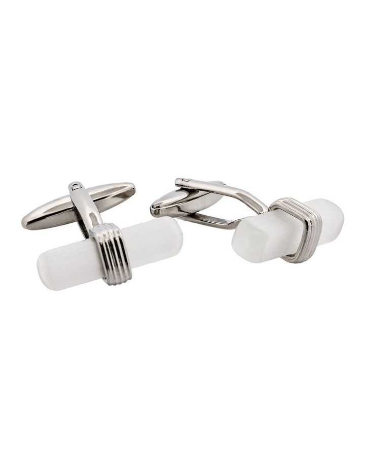 White Cats Eye T-Bar Cufflinks image 2