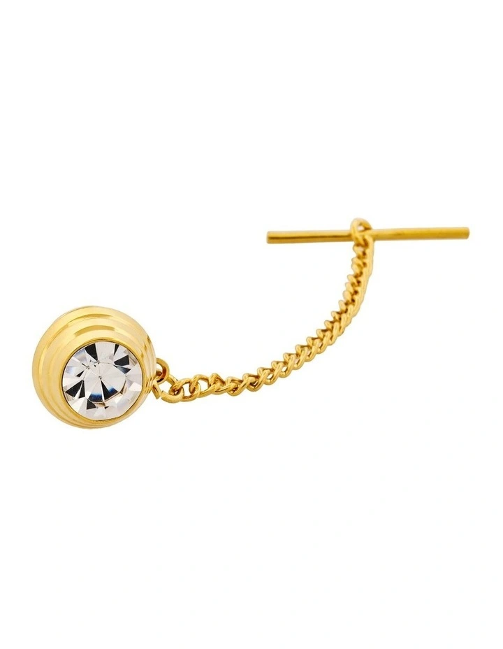 Gold Plated & Crystal Tie Tak image 1