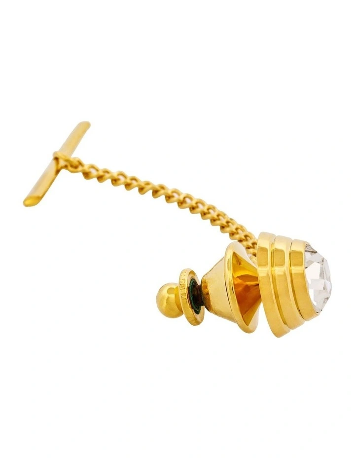 Gold Plated & Crystal Tie Tak image 2