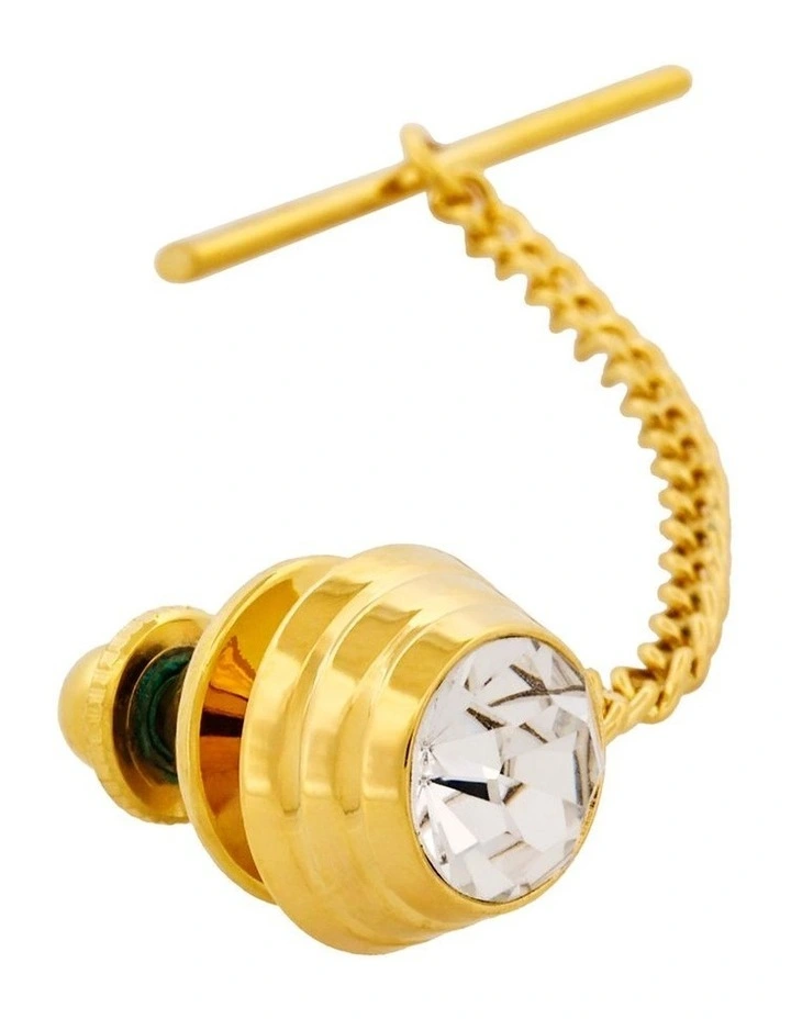 Gold Plated & Crystal Tie Tak image 3
