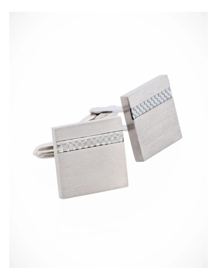Brushed Stainless Steel & Fibreglass Cufflinks image 1