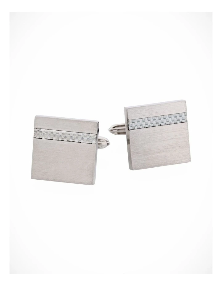 Brushed Stainless Steel & Fibreglass Cufflinks image 2