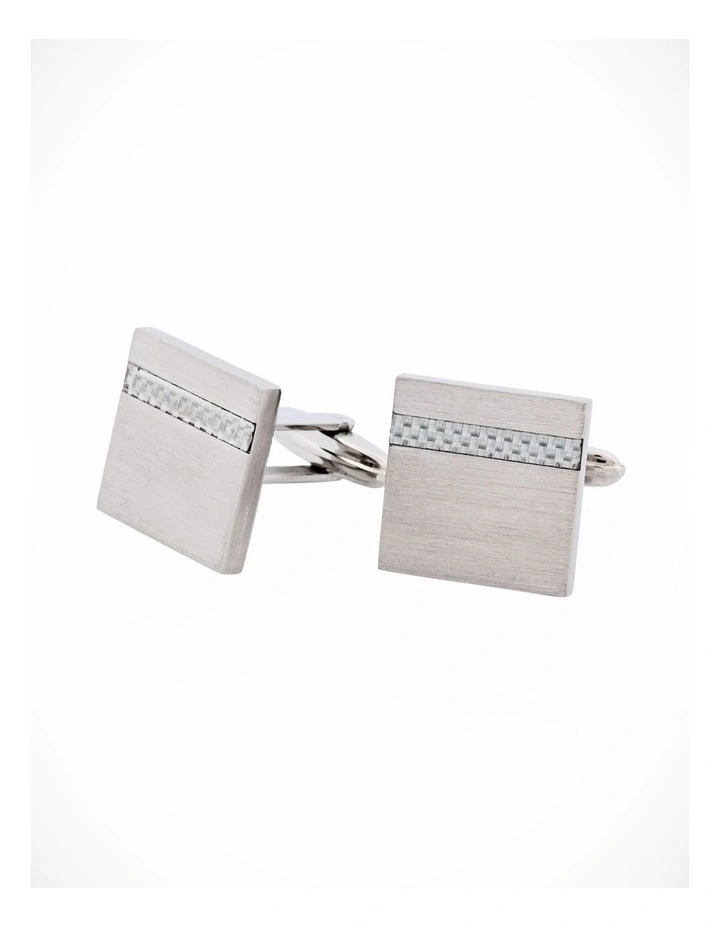 Brushed Stainless Steel & Fibreglass Cufflinks image 3