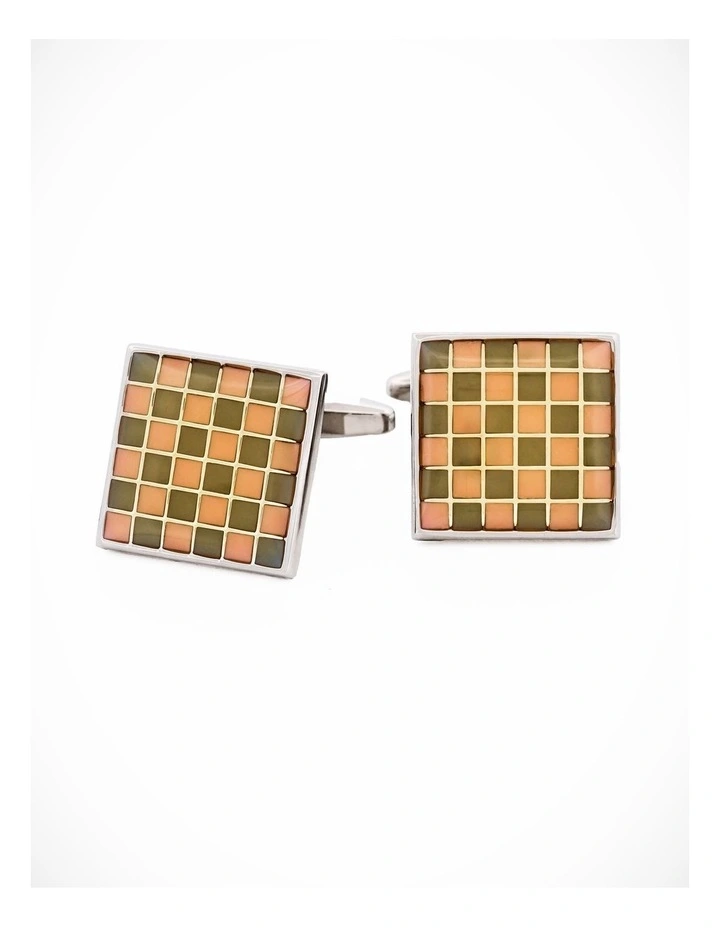 Grey & Pink Enamel Cufflinks image 1