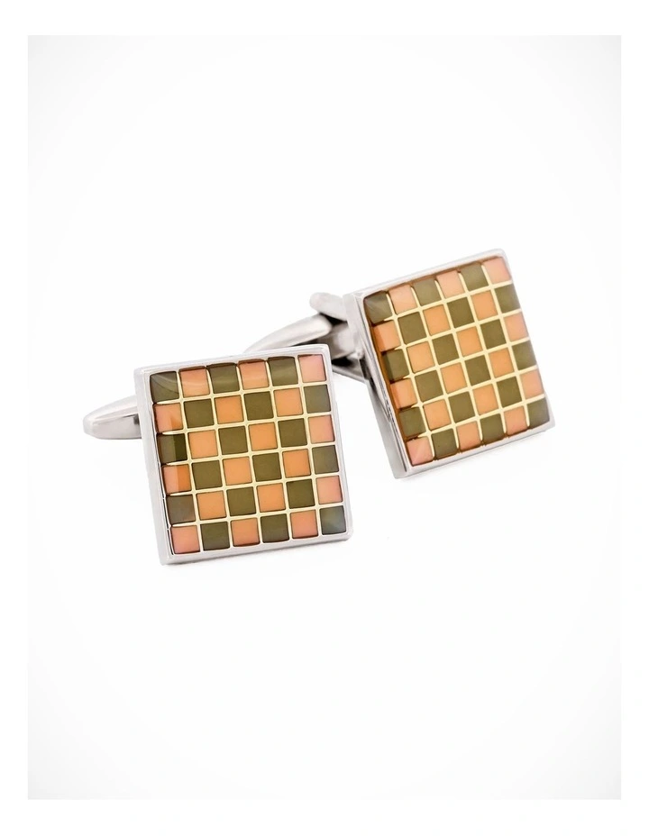 Grey & Pink Enamel Cufflinks image 2