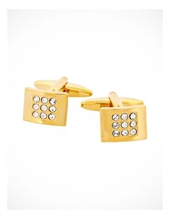 Polished Gold Plated & Crystal Cufflinks