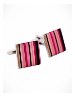 Square Stripe Enamel Cufflinks