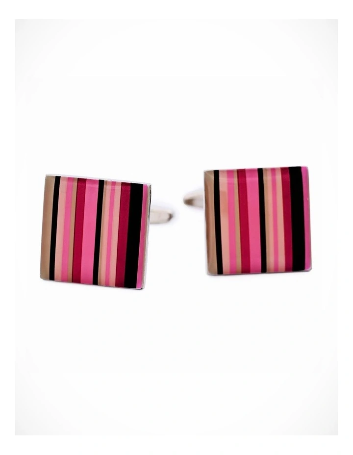 Square Stripe Enamel Cufflinks image 2