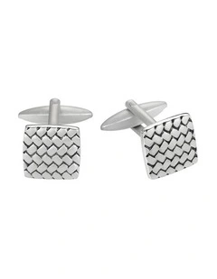 Stainless Steel Sandblasted Tyre Pattern Cufflinks