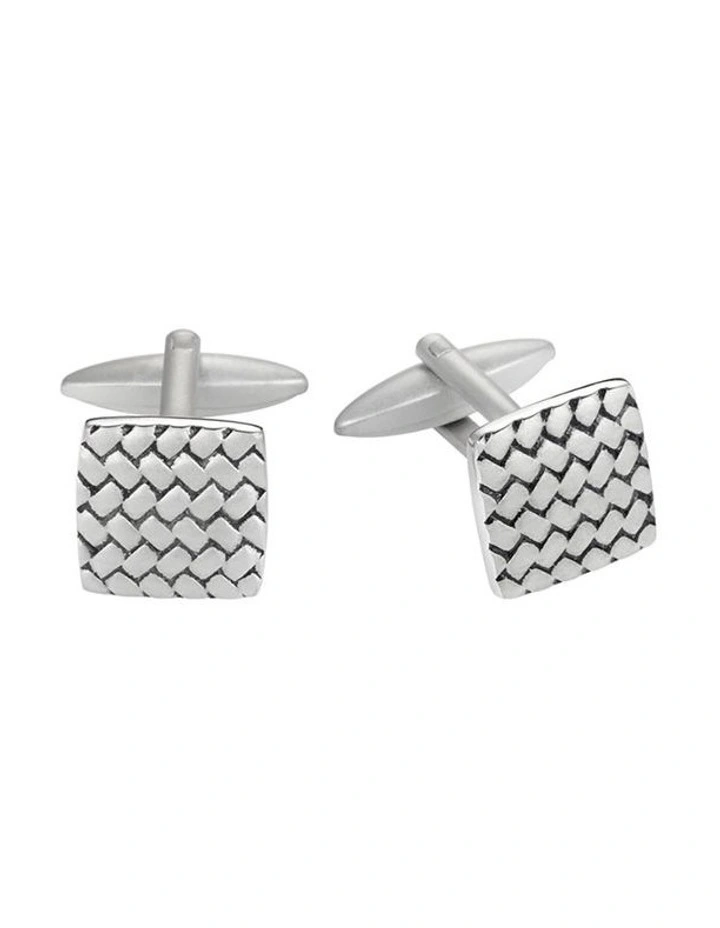 Stainless Steel Sandblasted Tyre Pattern Cufflinks image 1