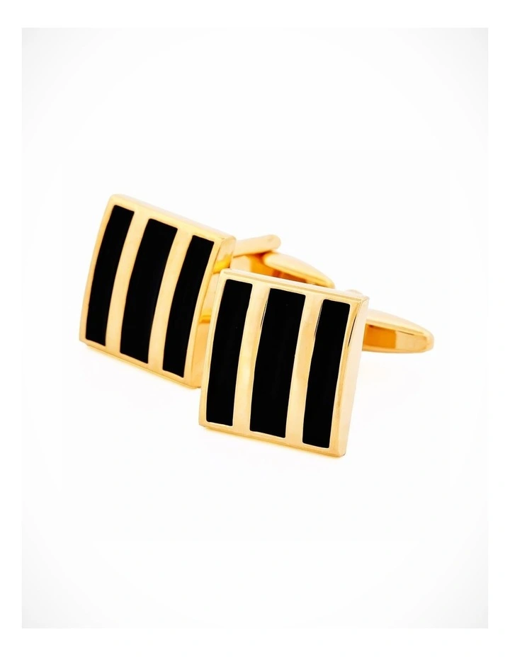Gold Plated Black Cufflinks image 2