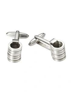Brushed & Polished Stainless Steel Loose Rings Cufflinks