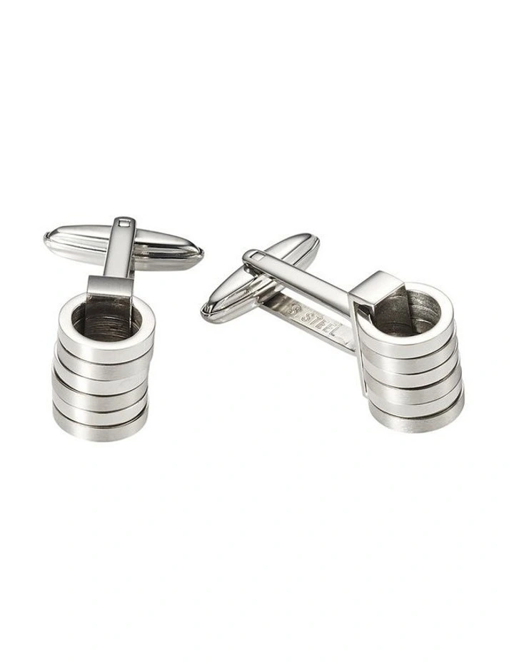 Brushed & Polished Stainless Steel Loose Rings Cufflinks image 1