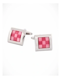 Pink Check Cat's Eye Cufflinks