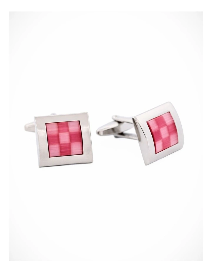 Pink Check Cat's Eye Cufflinks image 3