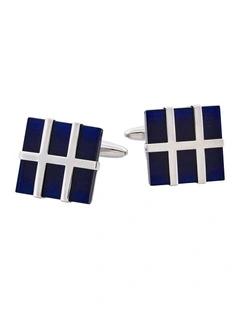 Dark Blue Cats Eye Square Grate Cufflinks