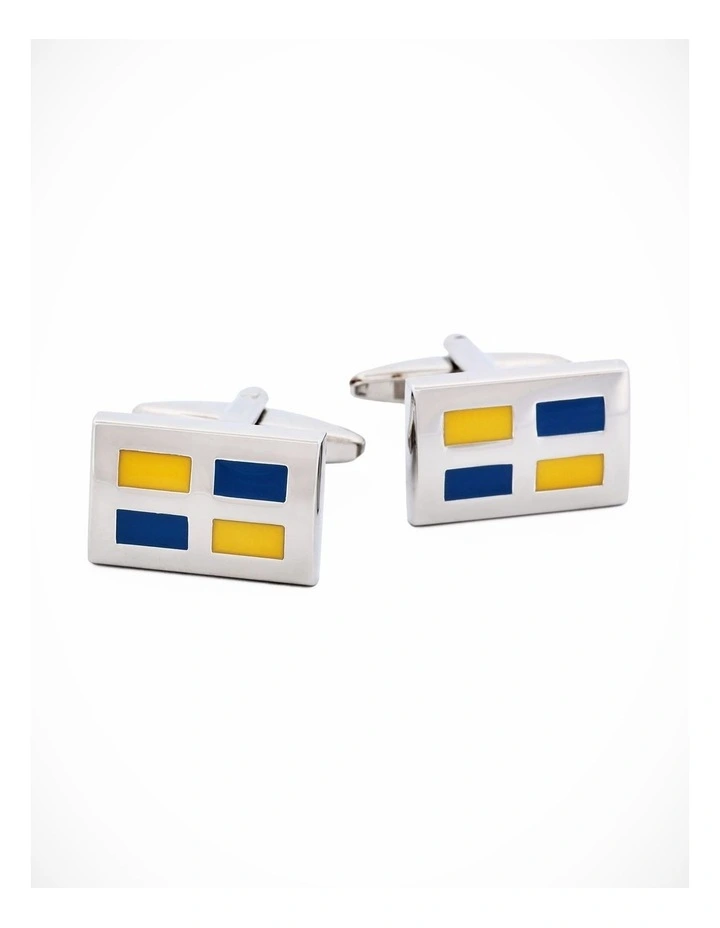 Gold/Blue enamel Cufflinks image 1