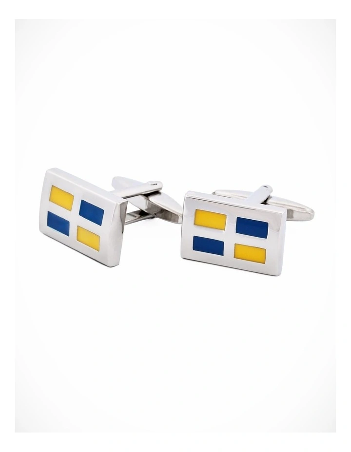 Gold/Blue enamel Cufflinks image 2