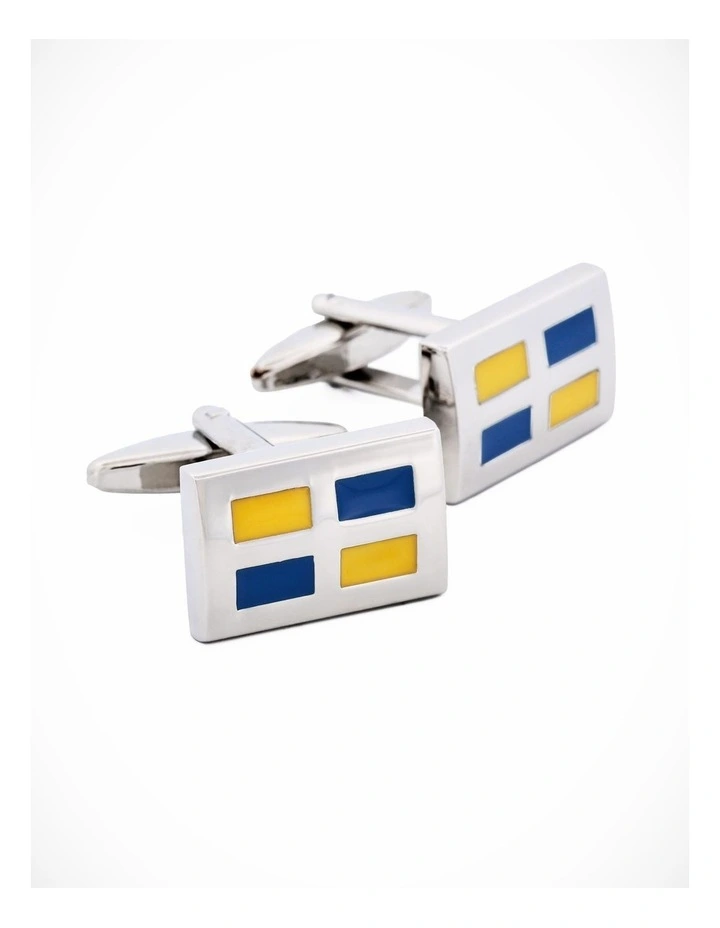 Gold/Blue enamel Cufflinks image 3