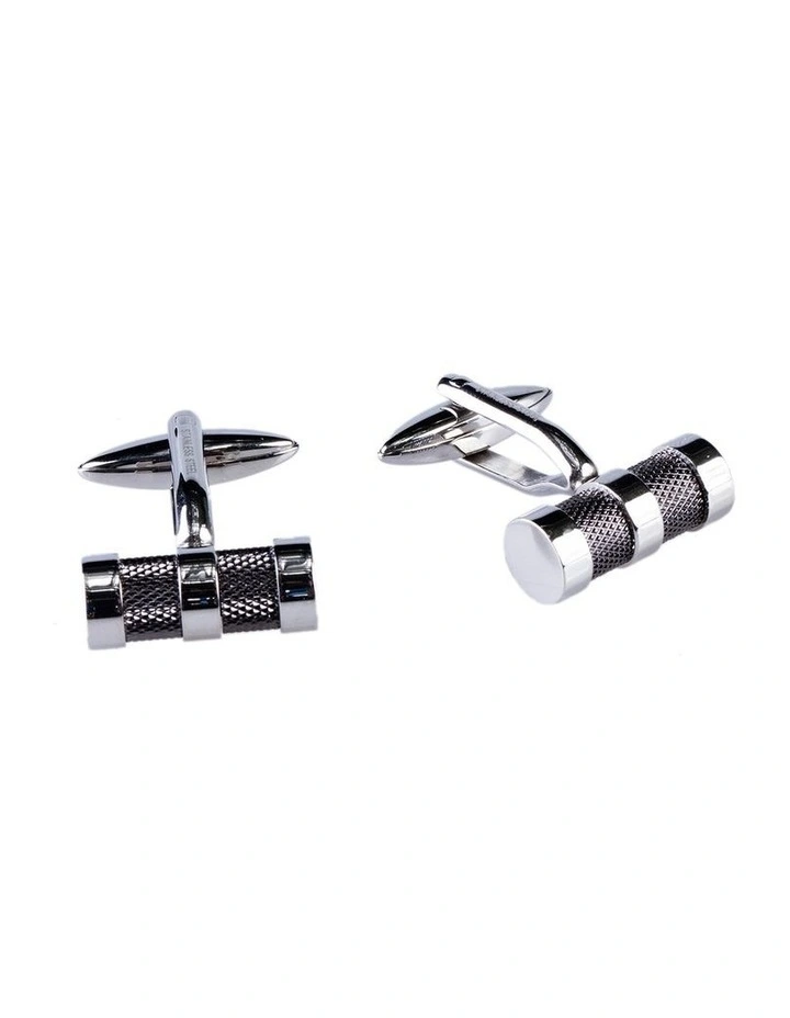 Stainless SteelIon Plated Gun Metal Mesh Tube Cufflinks image 1