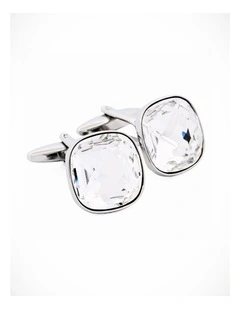 Rhodium Crystal Cufflinks