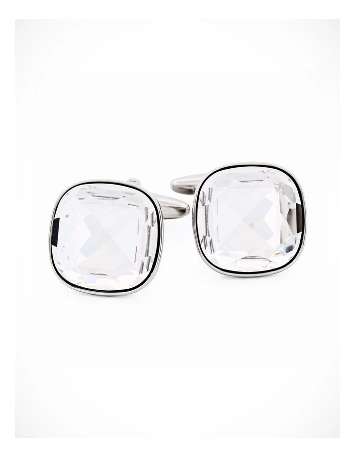 Rhodium Crystal Cufflinks image 2