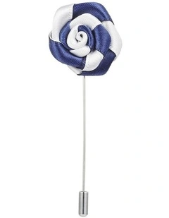 Navy & White Flower Lapel Pin