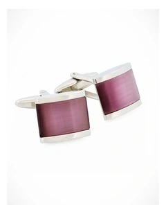 Rhodium Lilac Cat's Eye Cufflinks