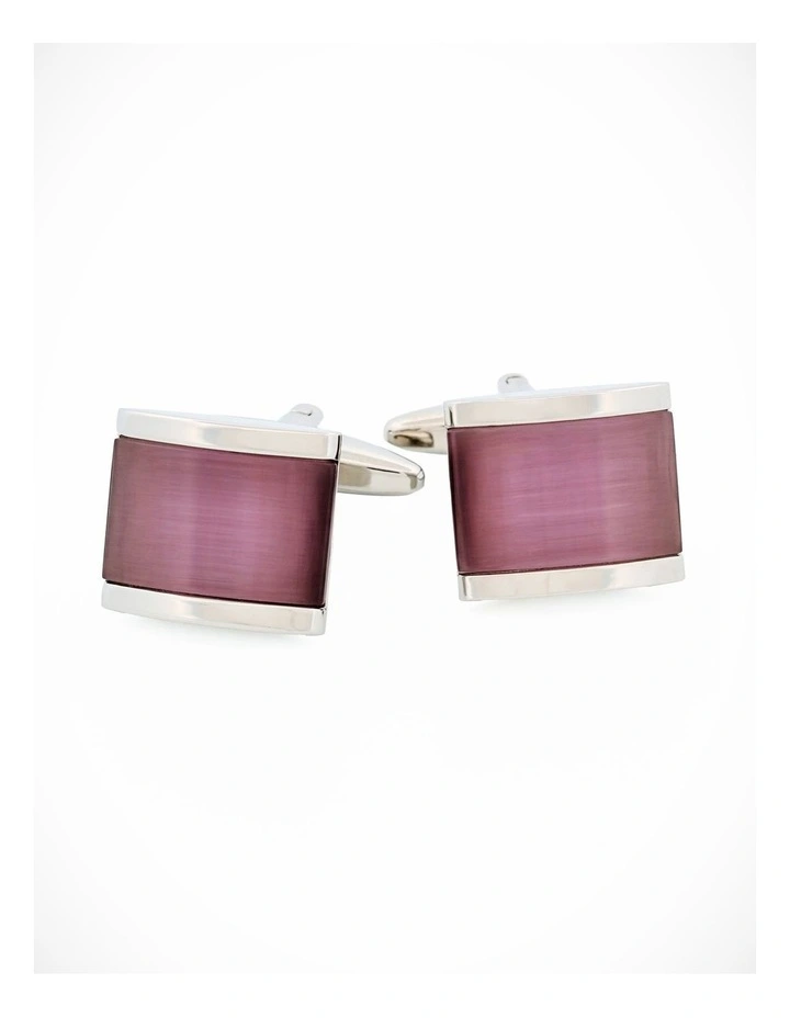 Rhodium Lilac Cat's Eye Cufflinks image 2