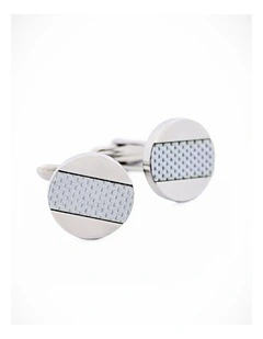 Stainless Steel Silver Fibreglass Cufflinks