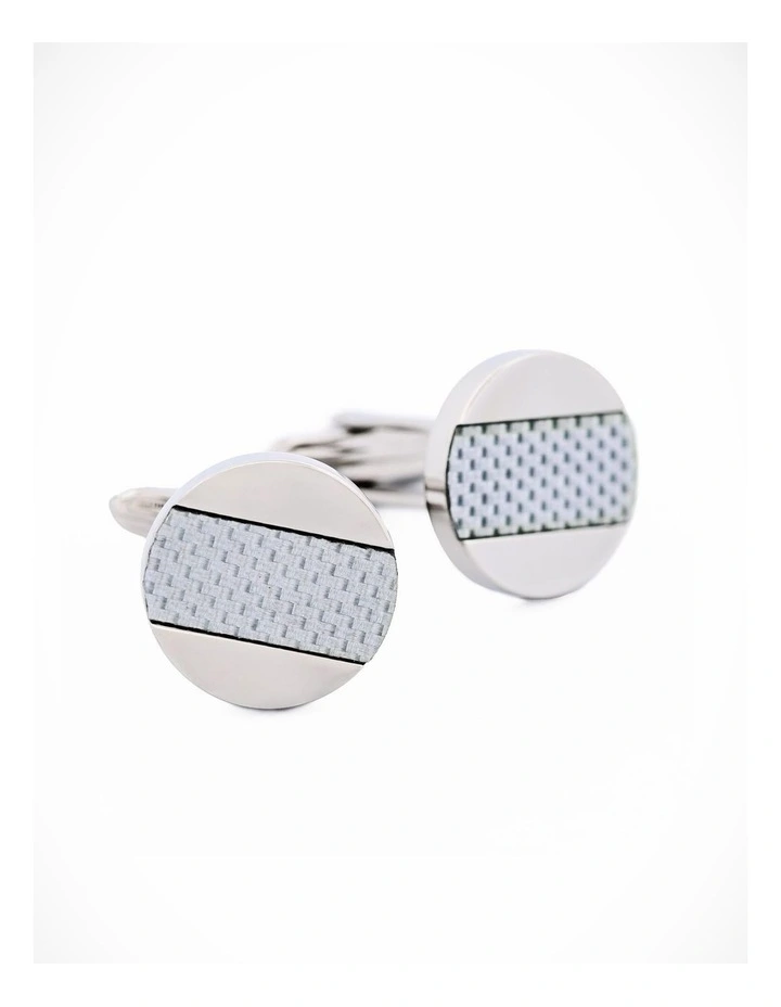Stainless Steel Silver Fibreglass Cufflinks image 1