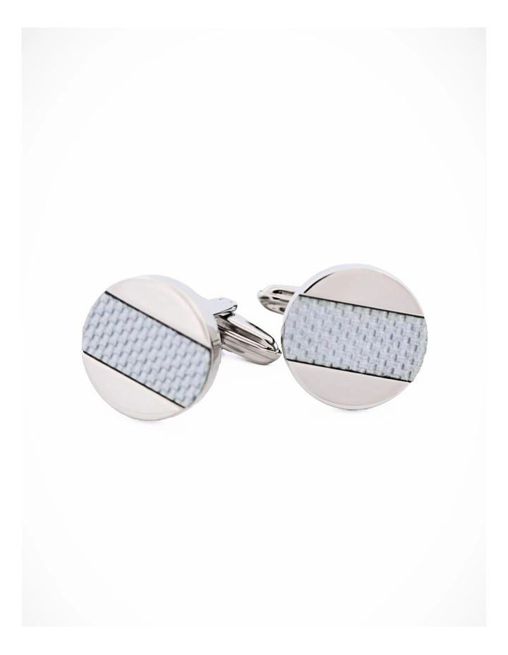 Stainless Steel Silver Fibreglass Cufflinks image 2
