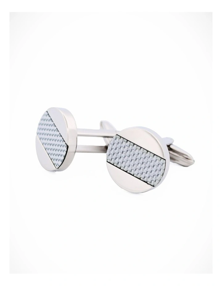 Stainless Steel Silver Fibreglass Cufflinks image 3