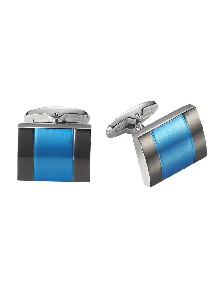 Ion Plated Black Blue Cufflinks image 1