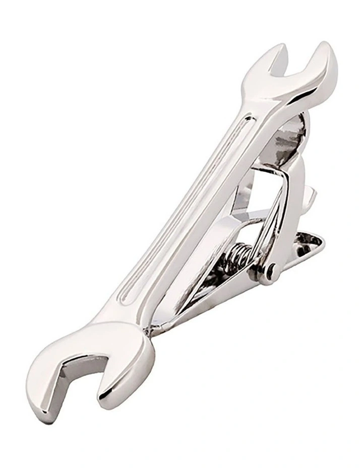 Imitation Rhodium Spanner Tie Bar image 2