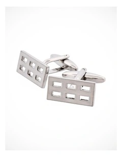 Brushed Rhodium Plated Rectangle Cufflinks