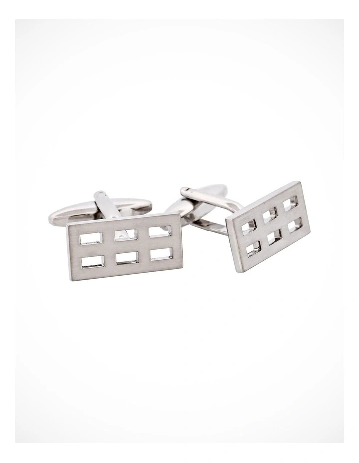 Brushed Rhodium Plated Rectangle Cufflinks image 2