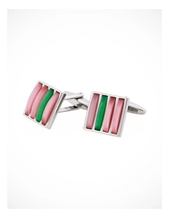 Purple & Green Cats Eye Striped Cufflinks