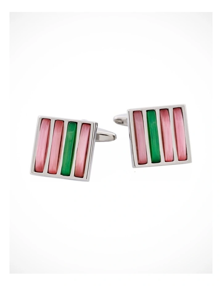 Purple & Green Cats Eye Striped Cufflinks image 3