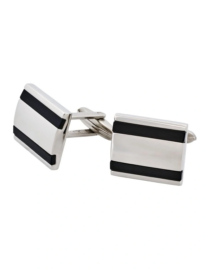 Stainless Steel & Onyx Cufflinks image 3