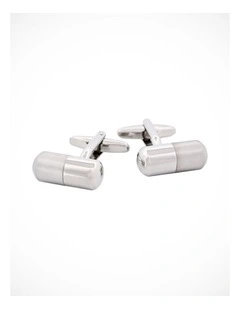 Rhodium & Brushed Rhodium Secret Stash Cufflinks