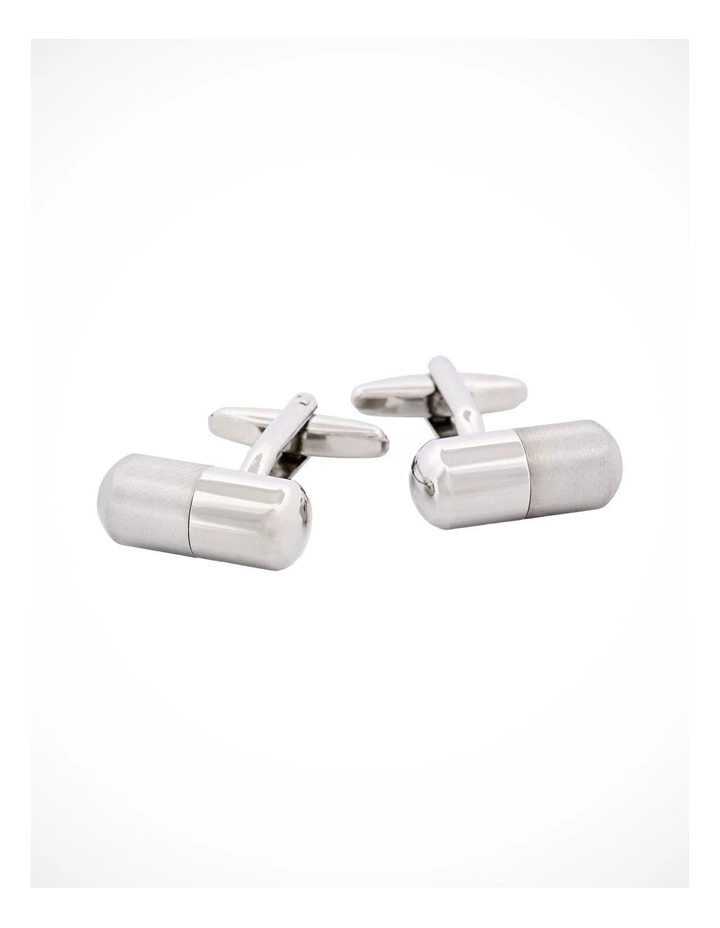 Rhodium & Brushed Rhodium Secret Stash Cufflinks image 1