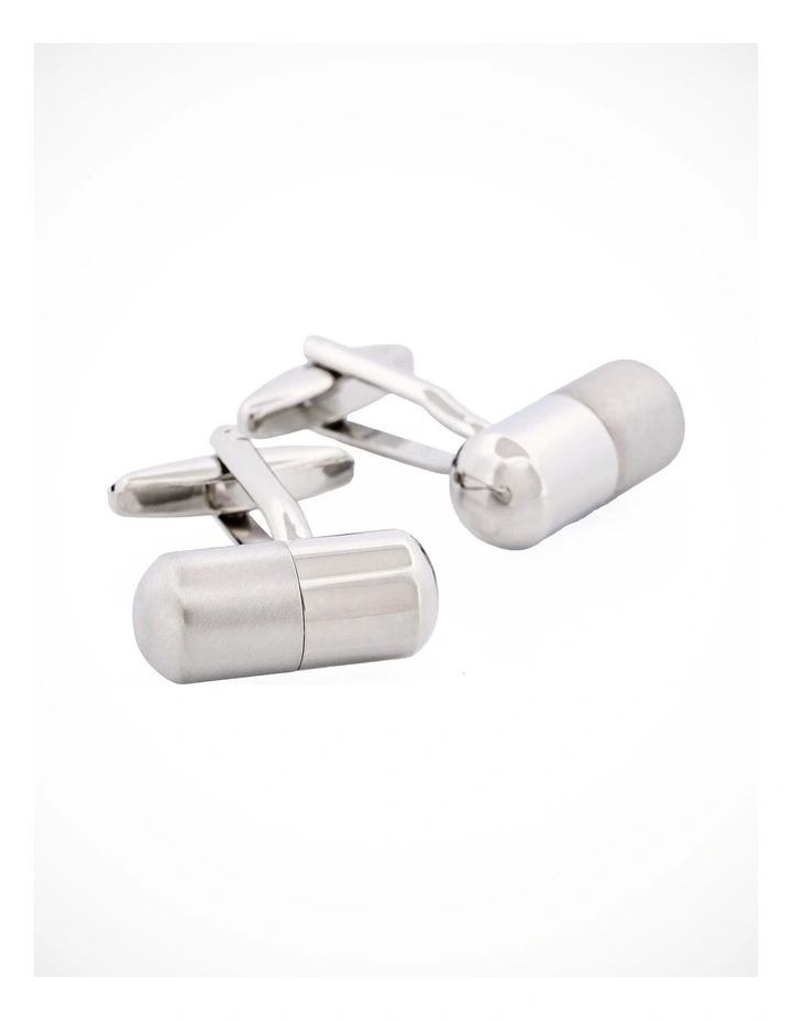 Rhodium & Brushed Rhodium Secret Stash Cufflinks image 2