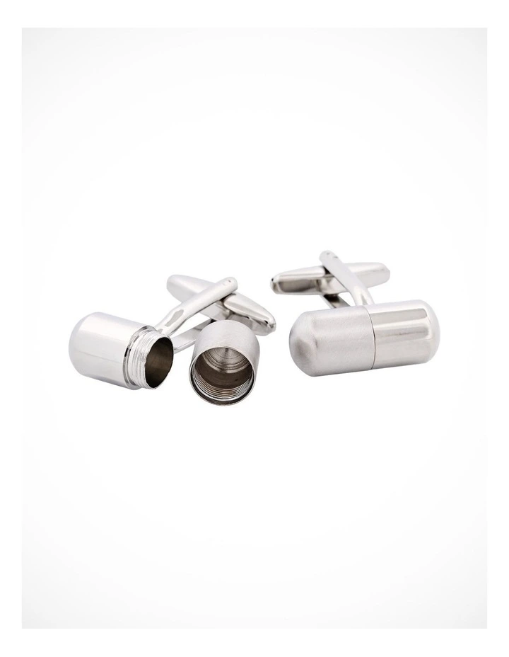 Rhodium & Brushed Rhodium Secret Stash Cufflinks image 3