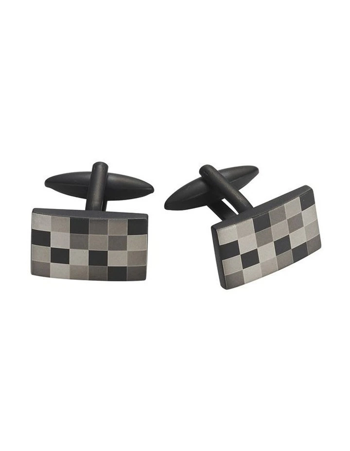 Stainless Steel Ion Plated Gradient Check Cufflinks image 1