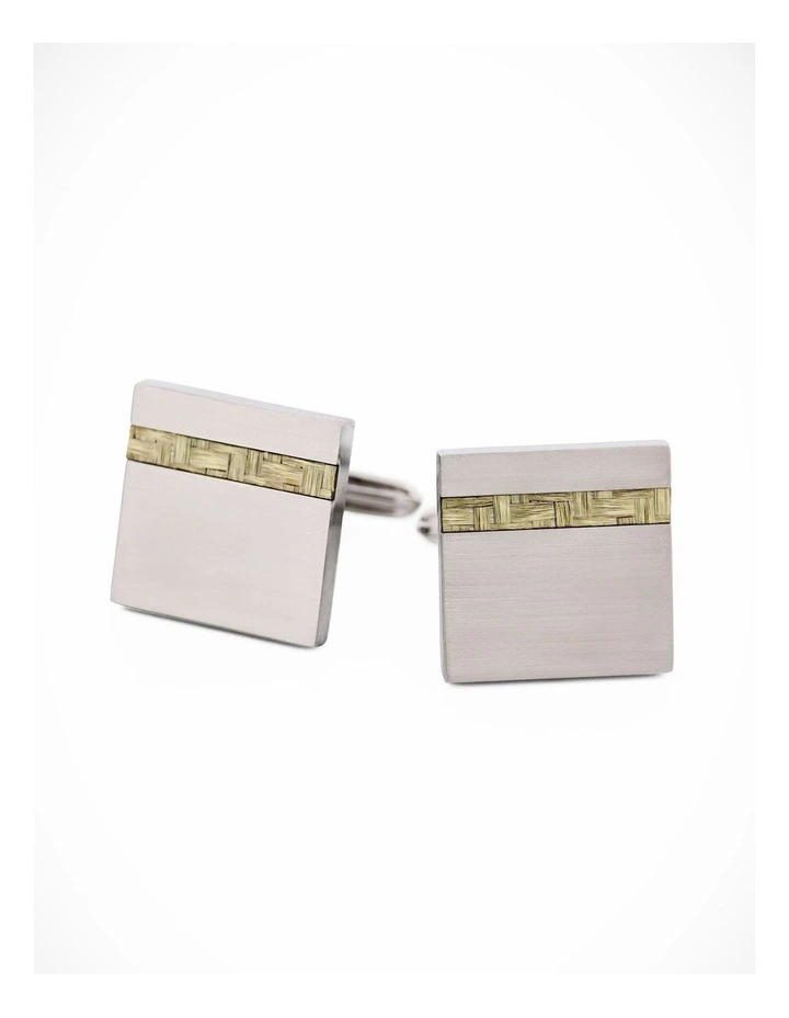 Stainless Steel Yellow Fibreglass Cufflinks image 2