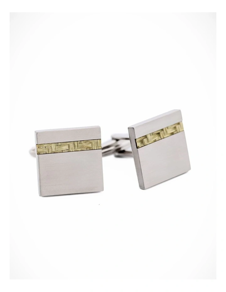 Stainless Steel Yellow Fibreglass Cufflinks image 3